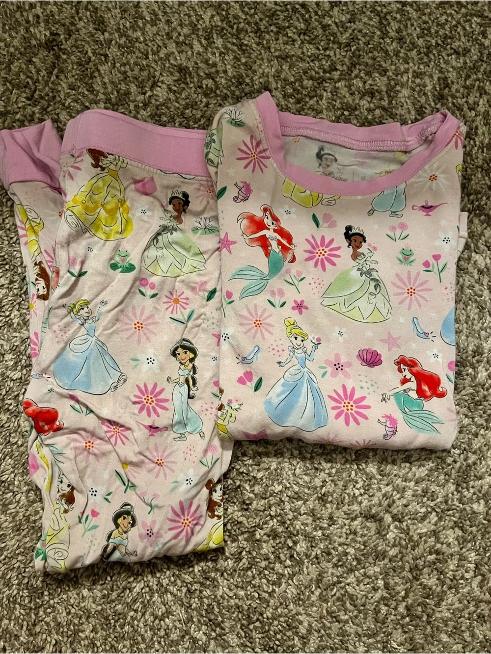Girls Pink Disney Princess Pajama Set